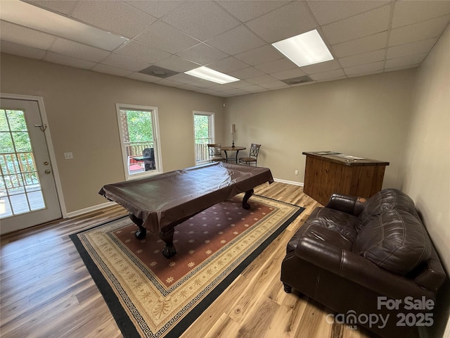 357 Lentz Landing Ln, Nebo, NC 28761 - recreation room with pool table, light wood-type flooring, and a drop ceiling