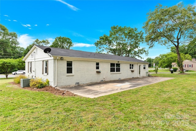 1501 E Church St, Cherryville, NC 28021 - back of property with a patio, brick siding, a yard, and cooling unit