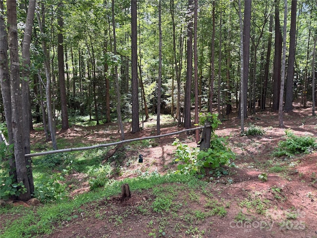 view of wooded area