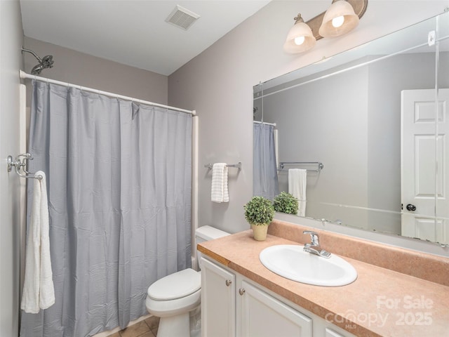 2600 Crabtree Rd, Waynesville, NC 28785 - bathroom with toilet, vanity, tile patterned floors, and a shower with shower curtain
