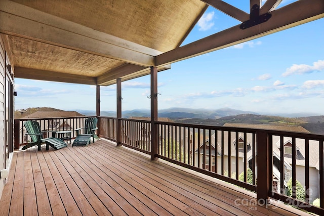 143 Wildflower Ln, Sugar Mountain, NC 28604 - wooden terrace with a mountain view