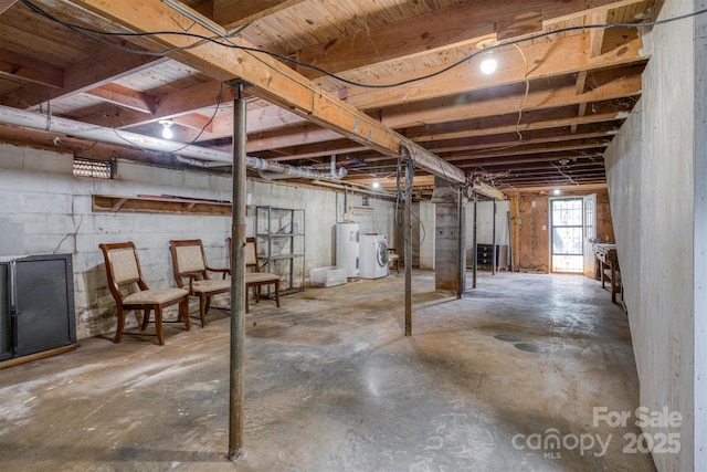 3614 Frank Whisnant Rd, Morganton, NC 28655 - basement with water heater and washing machine and dryer
