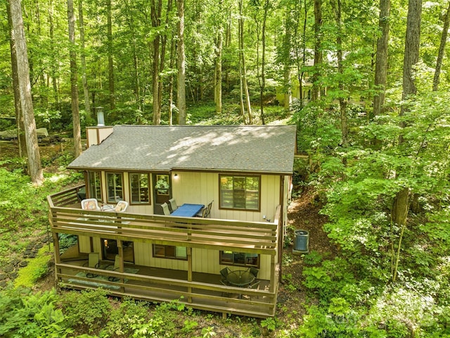 76 Shirley Dr, Maggie Valley, NC 28751 - view of outdoor structure featuring central air condition unit and a forest view