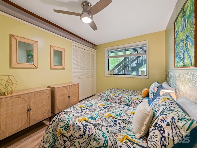 76 Shirley Dr, Maggie Valley, NC 28751 - bedroom with ceiling fan and wood finished floors