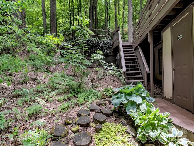 76 Shirley Dr, Maggie Valley, NC 28751 - view of yard with stairs and a deck