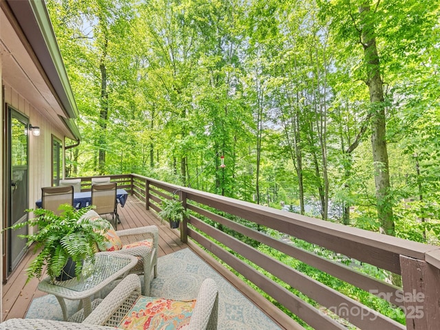 76 Shirley Dr, Maggie Valley, NC 28751 - view of wooden balcony featuring a deck