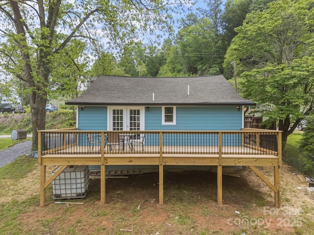 11 Mountain View Anx, Old Fort, NC 28762 - rear view of house with a deck, a shingled roof, and french doors