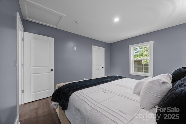 11 Mountain View Anx, Old Fort, NC 28762 - bedroom featuring attic access, wood finished floors, and recessed lighting
