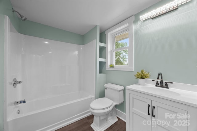 11 Mountain View Anx, Old Fort, NC 28762 - bathroom with toilet, wood finished floors, shower / bathtub combination, vanity, and baseboards
