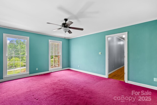 304 La Foret Dr, Morganton, NC 28655 - unfurnished room with ceiling fan, carpet, baseboards, and ornamental molding