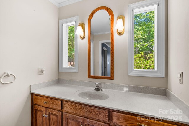 304 La Foret Dr, Morganton, NC 28655 - bathroom with crown molding and vanity