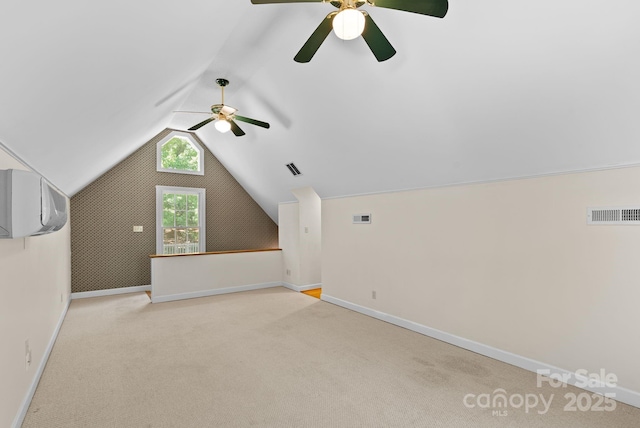 304 La Foret Dr, Morganton, NC 28655 - bonus room with a ceiling fan, lofted ceiling, light carpet, and baseboards
