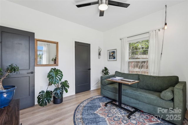 324 Elm St, Belmont, NC 28012 - living area with wood finished floors and a ceiling fan
