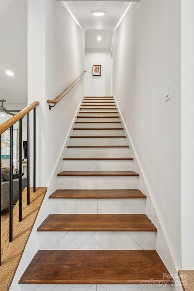324 Elm St, Belmont, NC 28012 - stairway with recessed lighting and baseboards