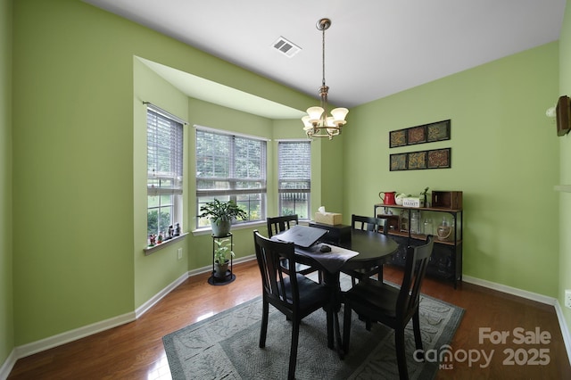 2017 White Cedar Ln, Waxhaw, NC 28173 - dining area featuring a chandelier, wood finished floors, and baseboards