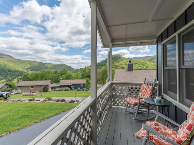 336 Stoney Ridge Loop, Maggie Valley, NC 28751 - deck with a mountain view and a yard
