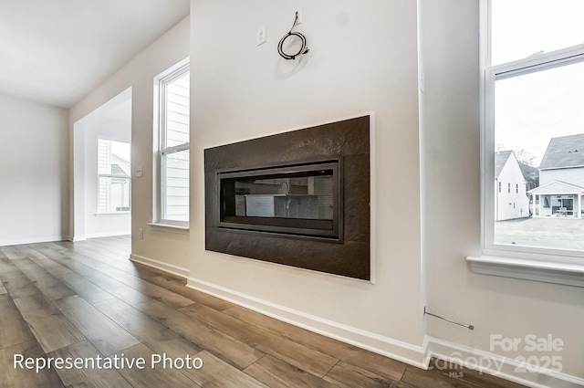 8619 Frank Grier Rd Unit 3, Charlotte, NC 28215 - detailed view of wood finished floors, a glass covered fireplace, and baseboards