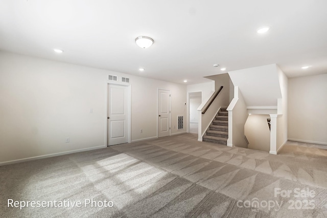 8619 Frank Grier Rd Unit 3, Charlotte, NC 28215 - below grade area with carpet flooring, recessed lighting, baseboards, and stairs