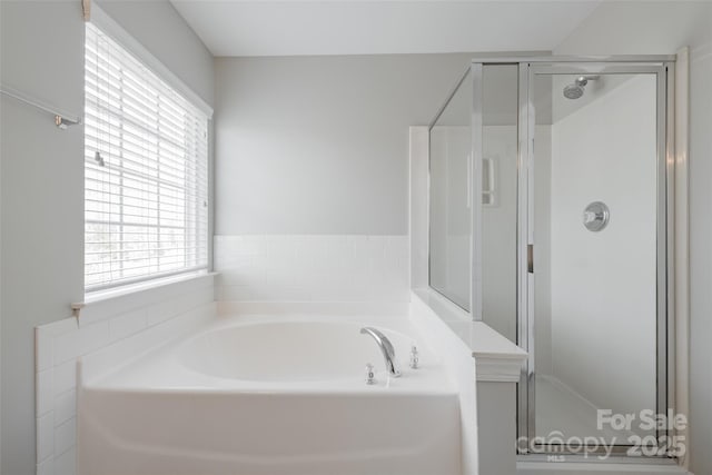 10008 King George Ln, Waxhaw, NC 28173 - full bathroom featuring plenty of natural light, a bath, and a shower stall