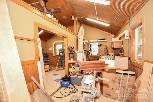 7328 S Providence Rd, Waxhaw, NC 28173 - misc room featuring vaulted ceiling, plenty of natural light, and a wainscoted wall