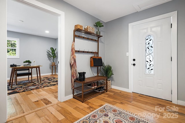 32 Whitaker View Rd, Fairview, NC 28730 - foyer entrance with light wood-style flooring, baseboards, and recessed lighting
