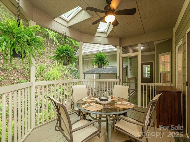 417 Blue Mist Way, Arden, NC 28704 - sunroom featuring a skylight and ceiling fan