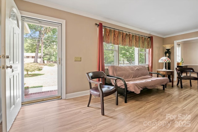 6003 Woodbridge Rd, Charlotte, NC 28227 - living room featuring ornamental molding and light wood finished floors