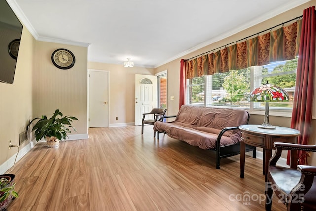 6003 Woodbridge Rd, Charlotte, NC 28227 - living area with light wood-type flooring and ornamental molding