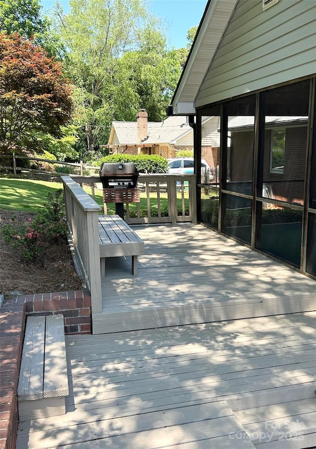 deck with a grill