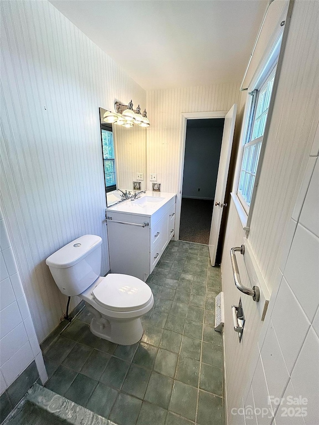 bathroom with toilet and vanity