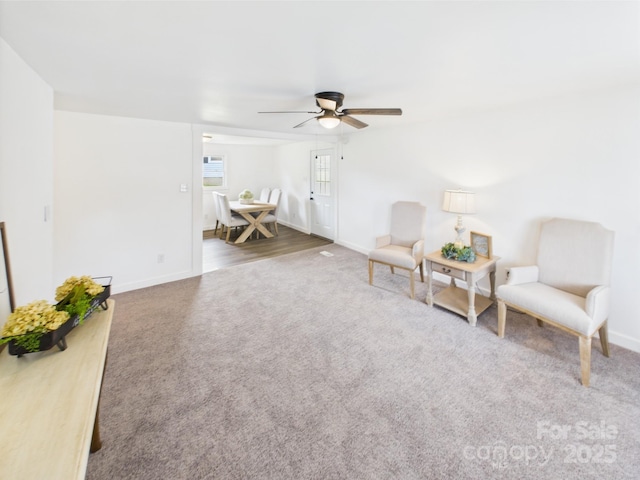 120 Hepler Rd, Taylorsville, NC 28681 - sitting room with carpet flooring, ceiling fan, and baseboards