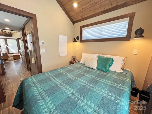150 Easy St, Hot Springs, NC 28743 - bedroom with multiple windows, wood finished floors, lofted ceiling, wood ceiling, and recessed lighting