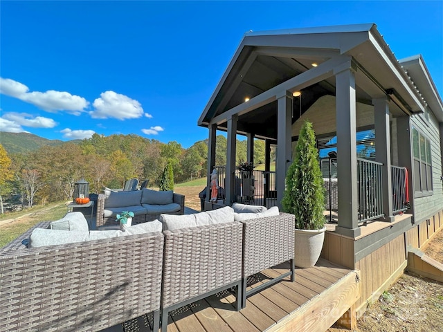150 Easy St, Hot Springs, NC 28743 - deck featuring outdoor lounge area and a wooded view