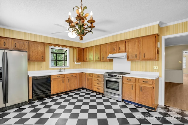 4738 Truscott Rd, Charlotte, NC 28226 - kitchen with dishwasher, refrigerator with ice dispenser, gas stove, extractor fan, and dark floors