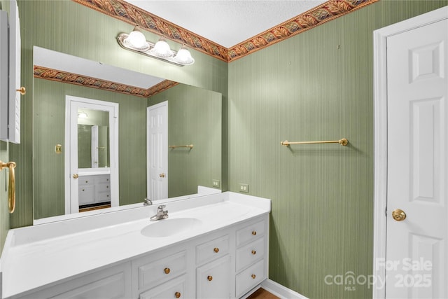 4738 Truscott Rd, Charlotte, NC 28226 - bathroom featuring vanity and wallpapered walls