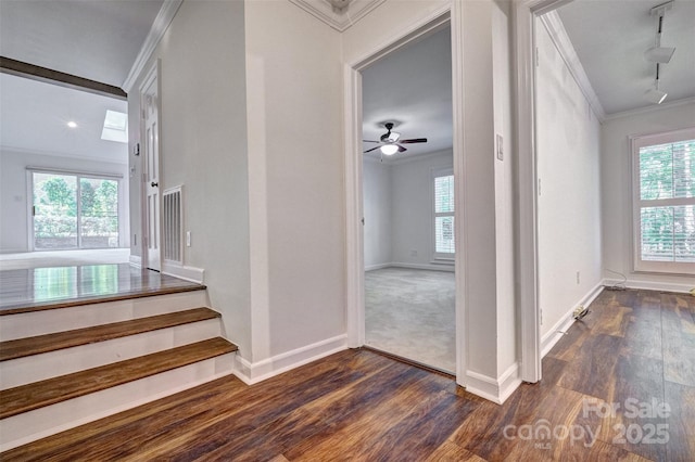 46 Timberidge Dr, Lake Wylie, SC 29710 - staircase with ornamental molding, wood finished floors, healthy amount of natural light, and baseboards