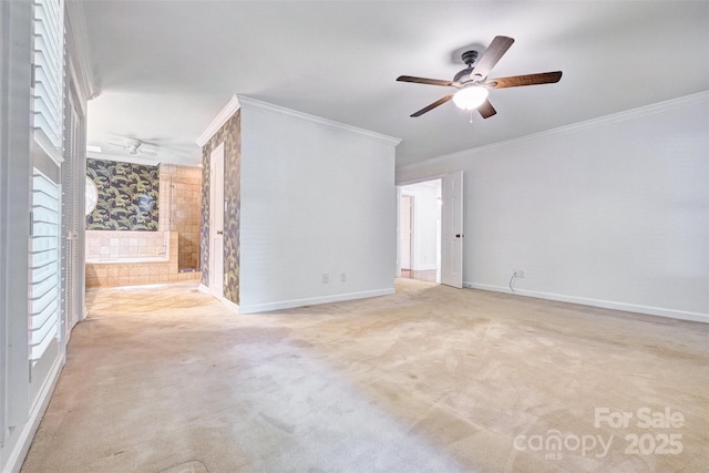 46 Timberidge Dr, Lake Wylie, SC 29710 - carpeted empty room with ceiling fan, crown molding, healthy amount of natural light, and baseboards