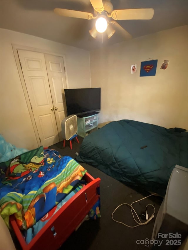 5309 Lewis Rd, Gastonia, NC 28052 - bedroom with carpet floors, a ceiling fan, and a closet