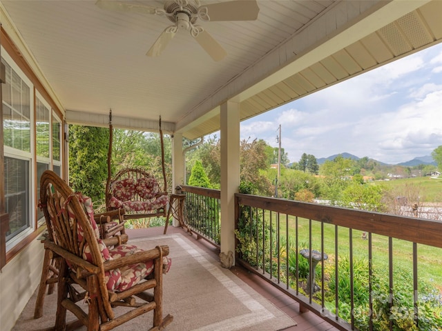 10 Gardening Frog Trl, Waynesville, NC 28785 - porch with a ceiling fan and a mountain view