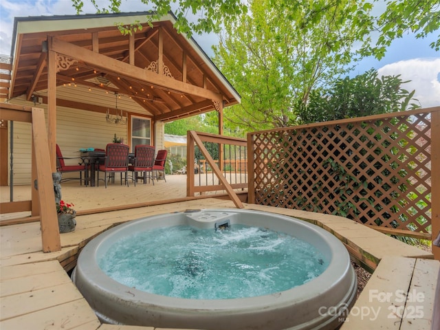 10 Gardening Frog Trl, Waynesville, NC 28785 - view of swimming pool with a wooden deck and outdoor dining space