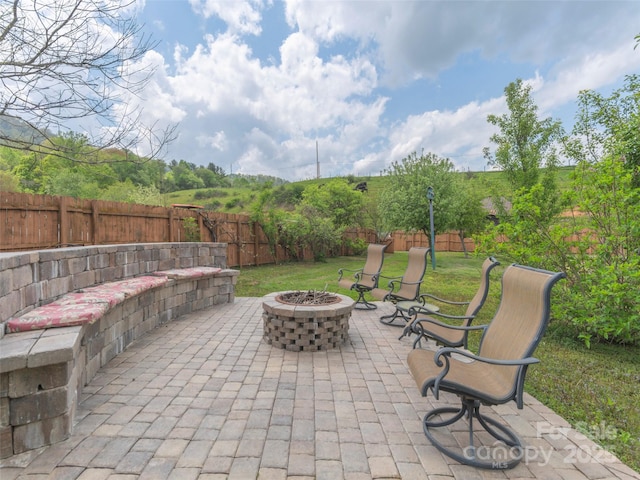 10 Gardening Frog Trl, Waynesville, NC 28785 - view of patio with an outdoor fire pit