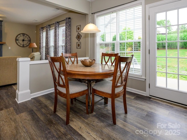 3224 Dunbar Ln, Fort Mill, SC 29707 - dining area with dark wood-style flooring and baseboards