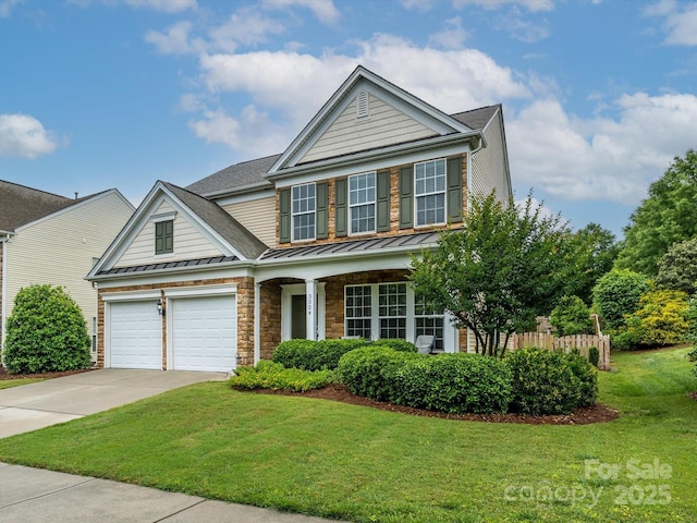 3224 Dunbar Ln, Fort Mill, SC 29707 - traditional home featuring concrete driveway, a standing seam roof, covered porch, and a shingled roof