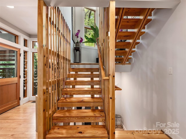 11 Kenilworth Rd, Asheville, NC 28803 - stairway featuring healthy amount of natural light and wood finished floors