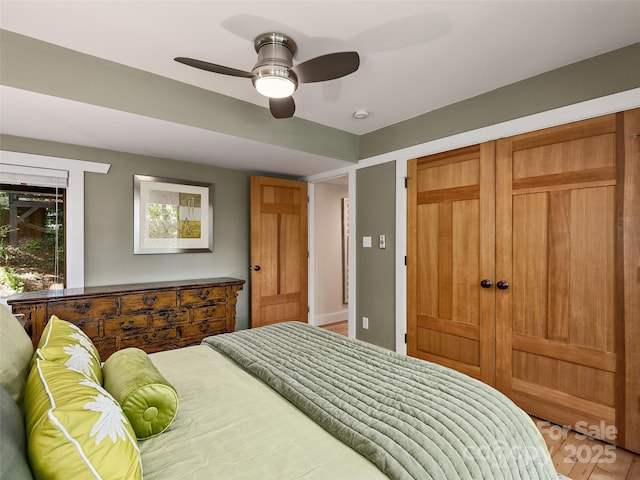 11 Kenilworth Rd, Asheville, NC 28803 - bedroom with a closet, ceiling fan, and light wood-style floors