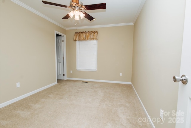 3499 Fairview Rd, Nebo, NC 28761 - carpeted spare room with crown molding, a ceiling fan, and baseboards