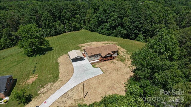3499 Fairview Rd, Nebo, NC 28761 - view from above of property with a heavily wooded area