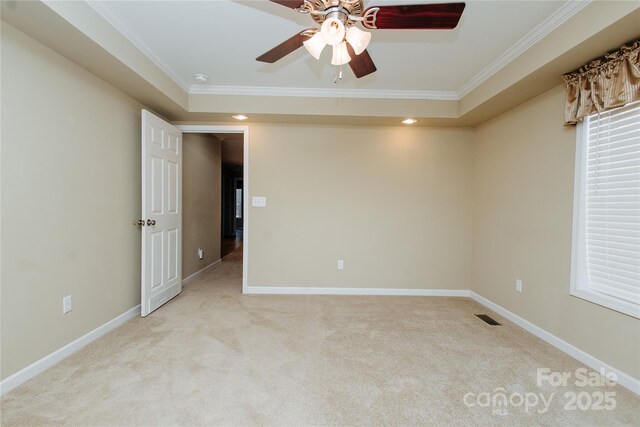 3499 Fairview Rd, Nebo, NC 28761 - empty room with ornamental molding, light carpet, ceiling fan, baseboards, and recessed lighting