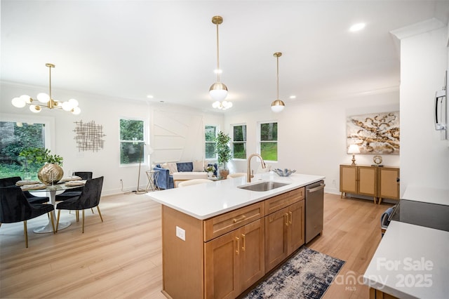 4547 Kings Ct, Hickory, NC 28602 - kitchen featuring dishwasher, light wood-type flooring, light countertops, healthy amount of natural light, and recessed lighting