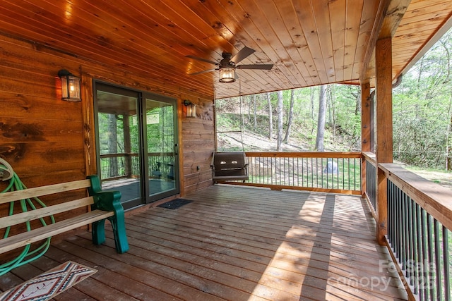 91 Riverview Dr, Robbinsville, NC 28771 - wooden terrace with ceiling fan